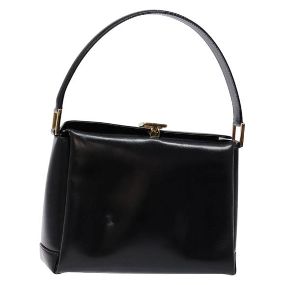 GUCCI Hand Bag Leather Black Gold 000 1448 1269 Auth ep9909 - Picture 1 of 16